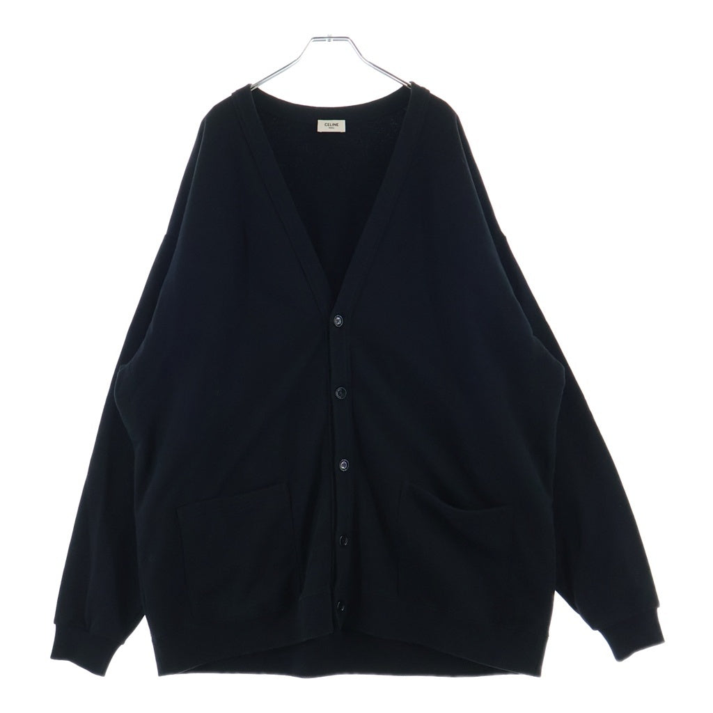 CELINE(セリーヌ) 22SS Oversized Cardigan In Cotton Fleece バックロゴ コットン カーディガン ブラック 2Y672670Q
