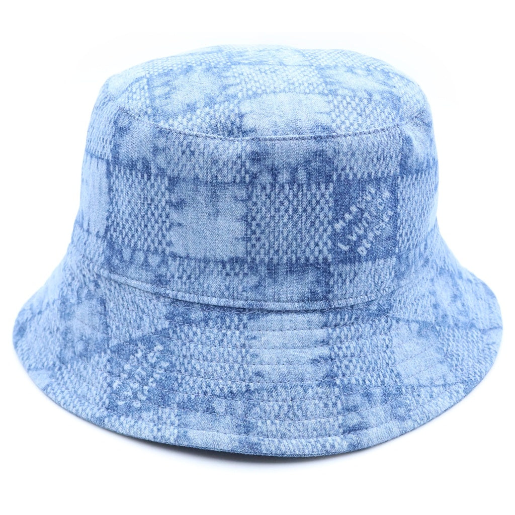 LOUIS VUITTON(ルイヴィトン) 25SS ダミエ リバーシブル ロゴ刺繍 コットン バケットハット インディゴ M5050L