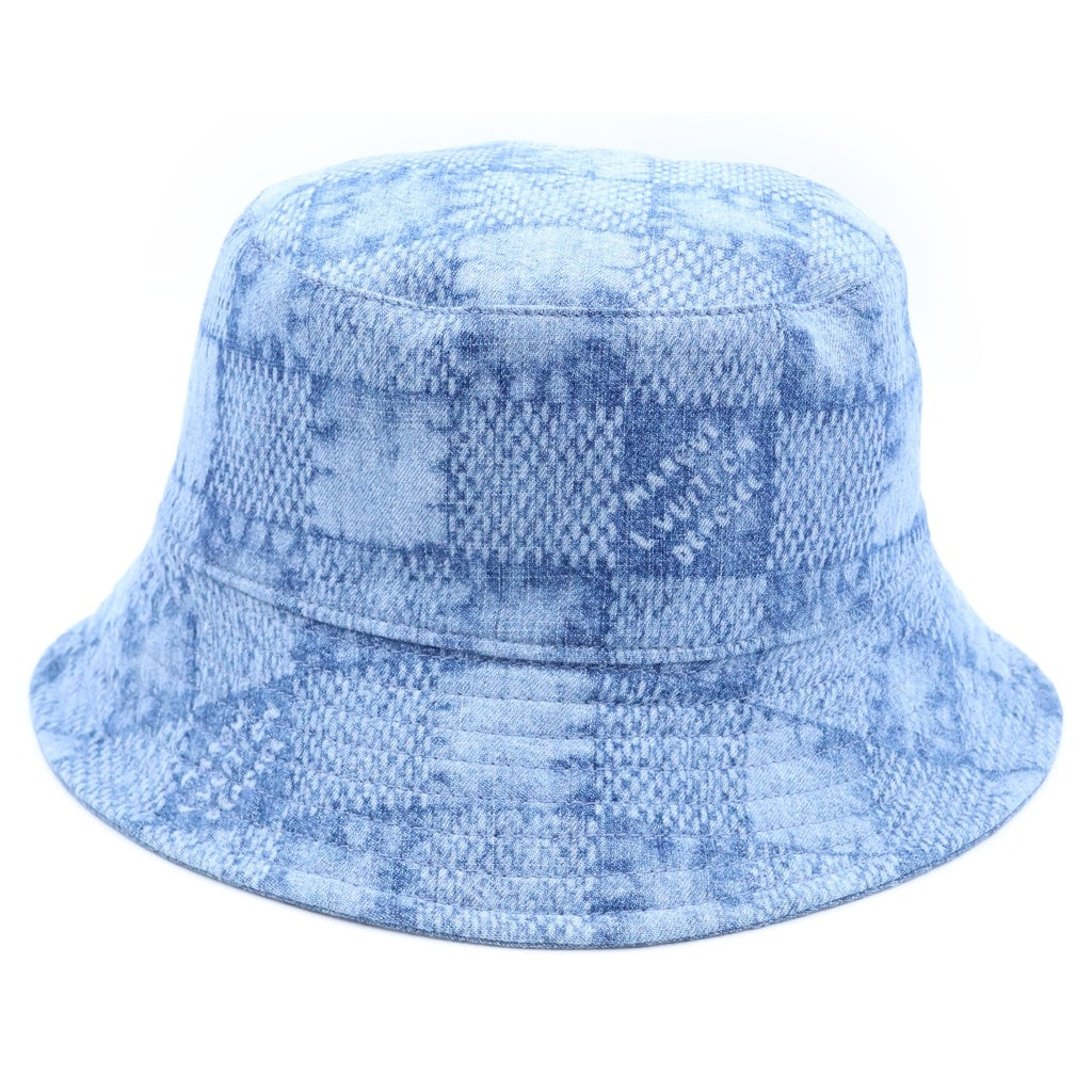 LOUIS VUITTON(ルイヴィトン) 25SS ダミエ リバーシブル ロゴ刺繍 コットン バケットハット インディゴ M5050L