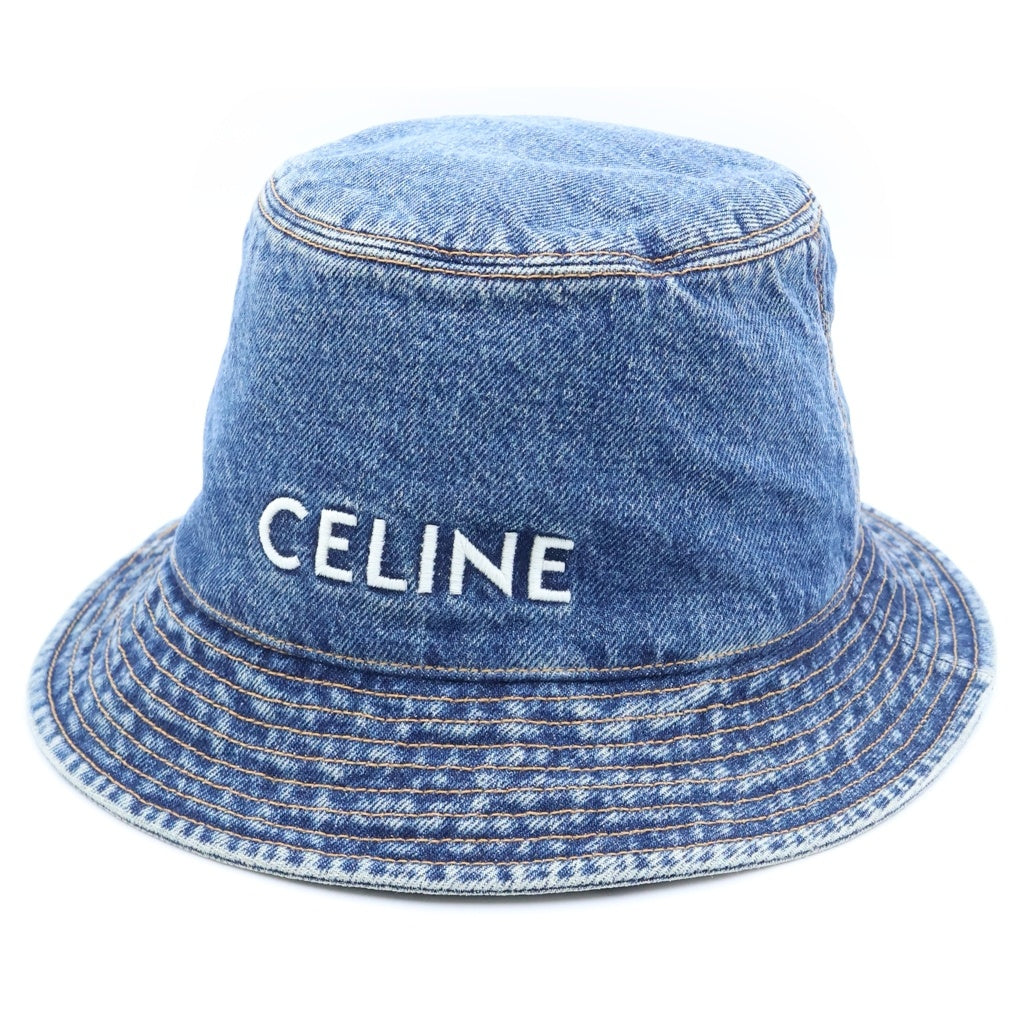 CELINE(セリーヌ) 22AW ロゴ刺繍 デニム バケットハット インディゴ 2AUO8930F