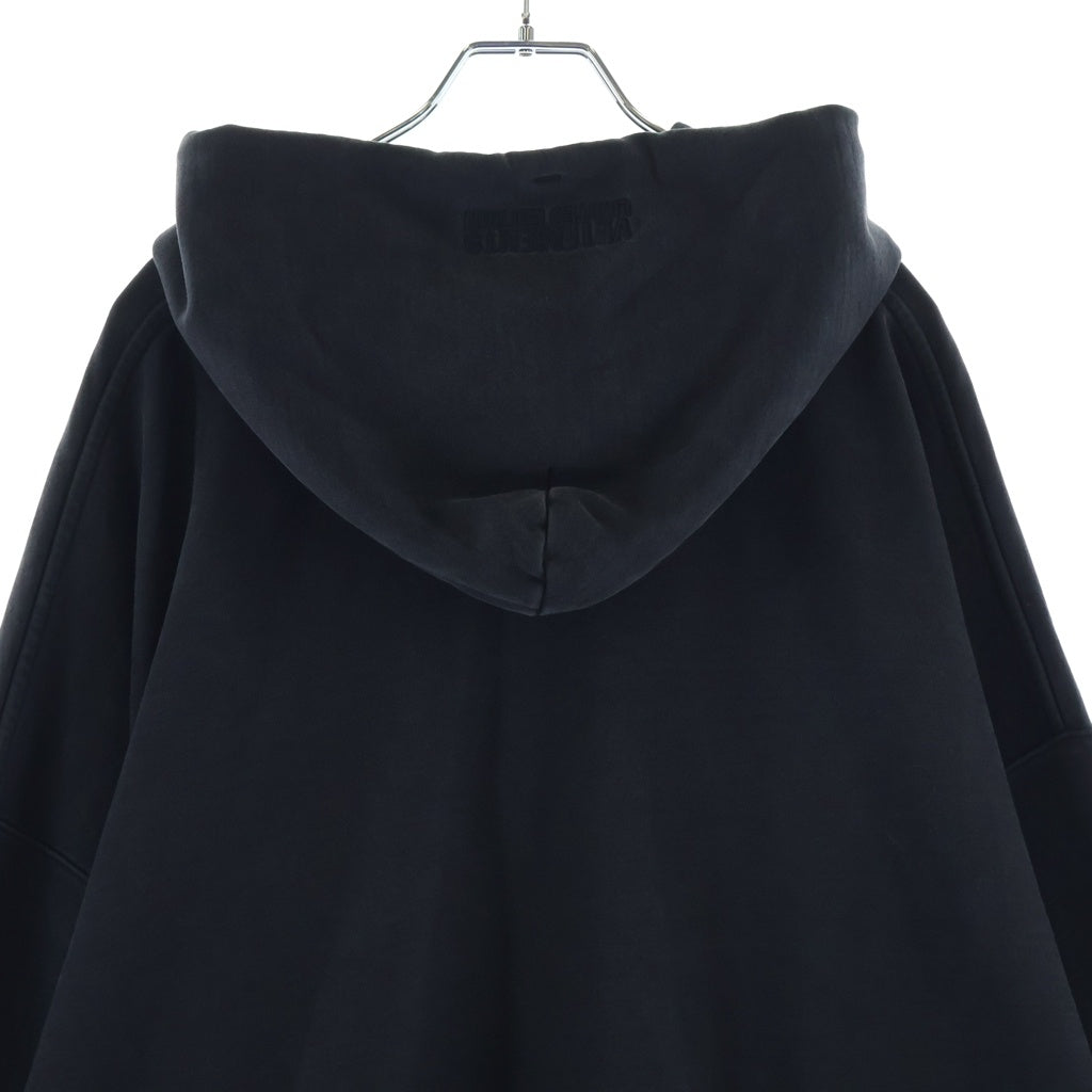 VETEMENTS(ヴェトモン) 24AW Woven Label Logo Hoodie ロゴ入り プルオーバーパーカー ブラック UA65HD280B