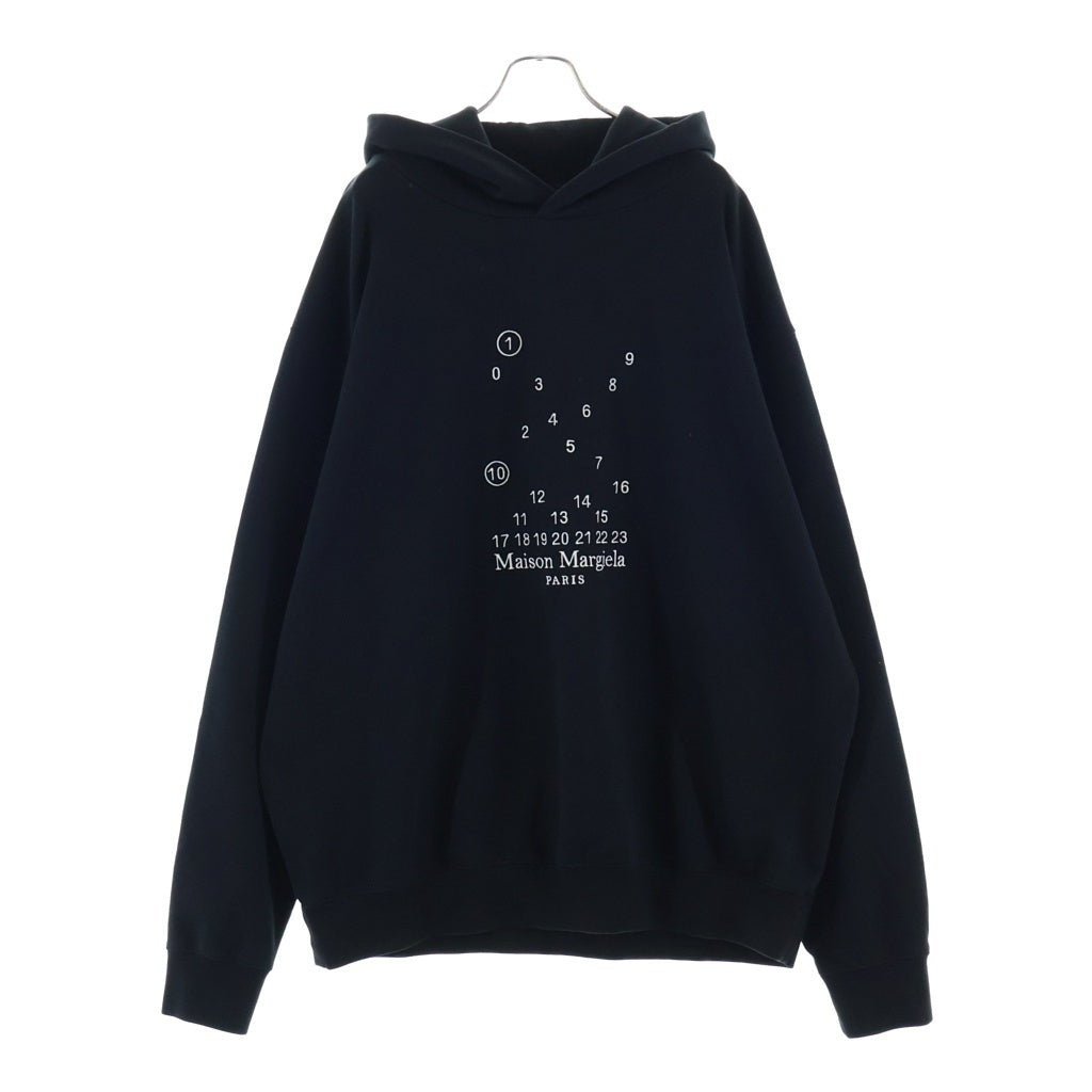 Maison Margiela(メゾンマルジェラ) 23SS カレンダー刺繍 コットン プルオーバーパーカー ブラック S50GU0202
