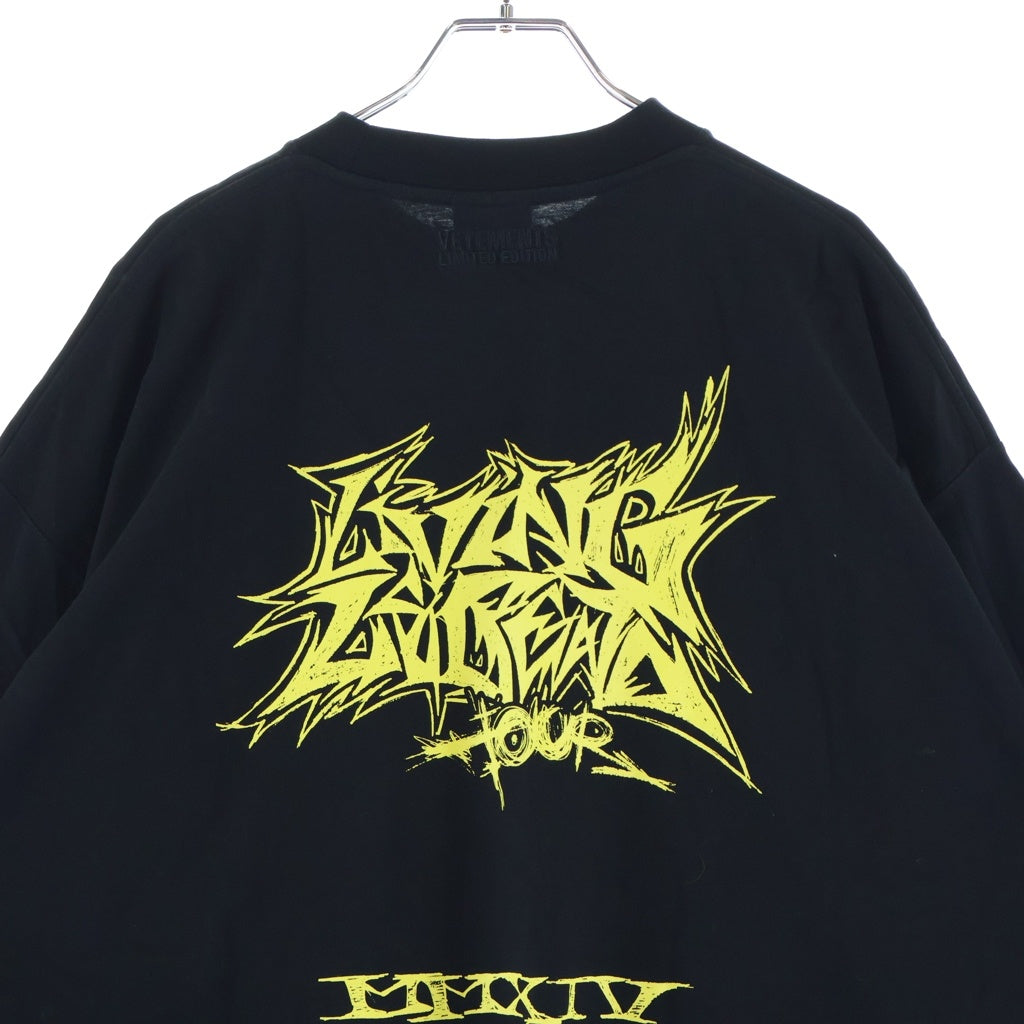 VETEMENTS(ヴェトモン) LivingLegend 両面プリント クルーネック半袖Tシャツ ショートスリーブカットソー ブラック