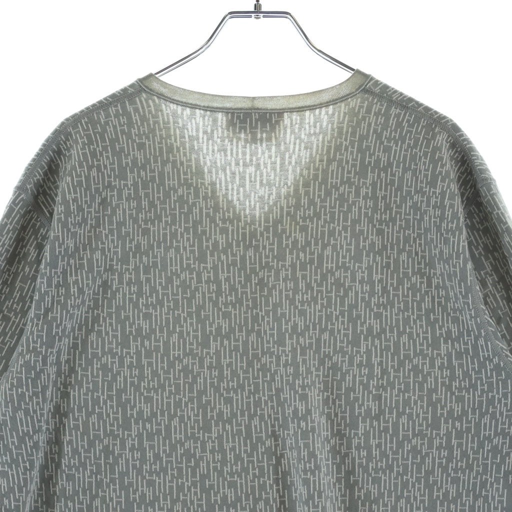 HERMES(エルメス) 総H柄 ニットTシャツ 半袖 Vネック カットソー グレー