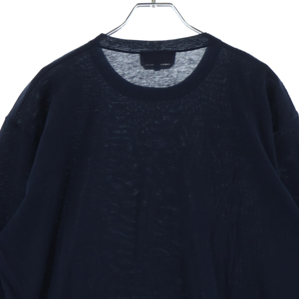 HERMES(エルメス) 裾ボーダー ニットTシャツ 半袖 クルーネック カットソー ネイビー