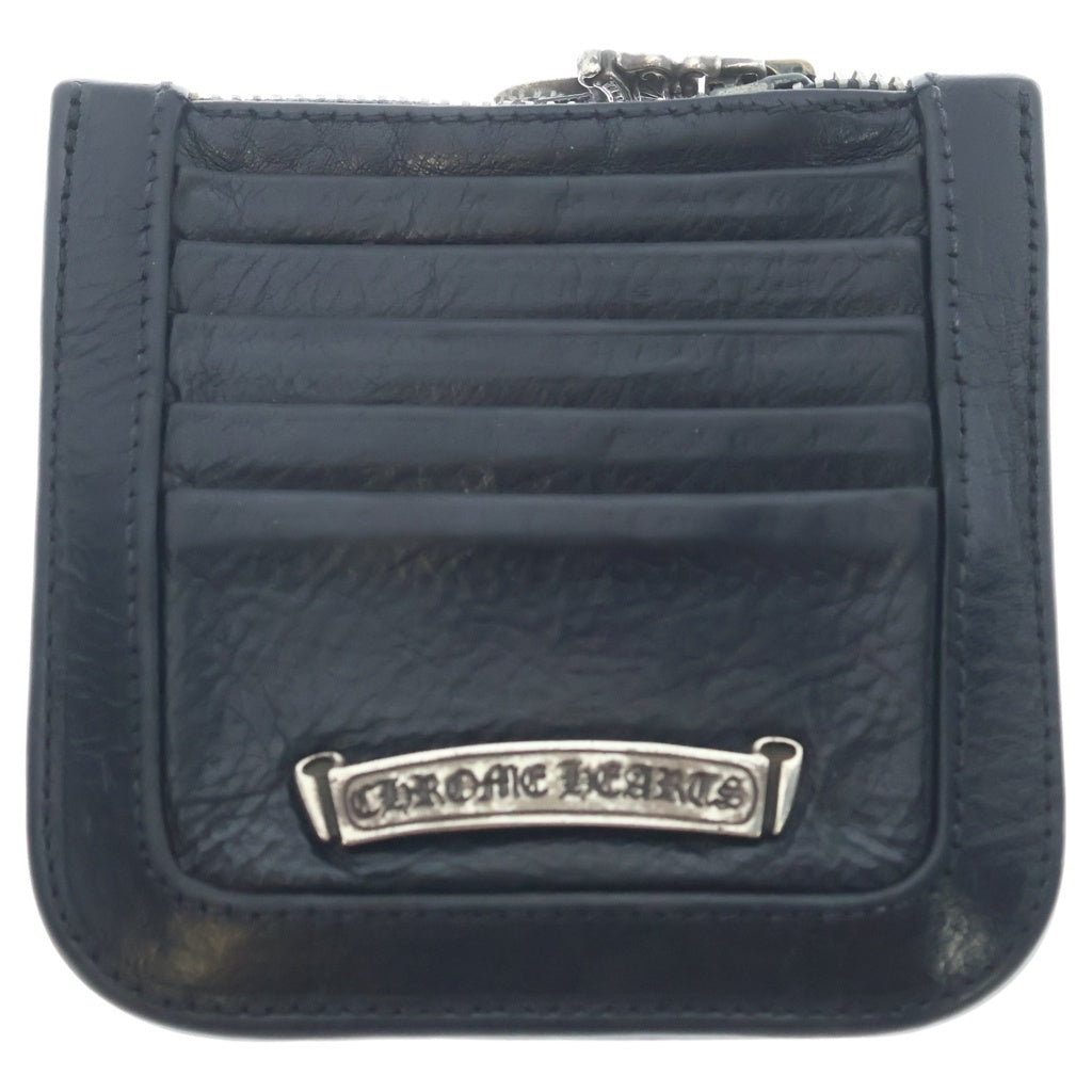 CHROME HEARTS(クロムハーツ) ダガージップ スクロールラベル レザーカードケース/コインケース ブラック