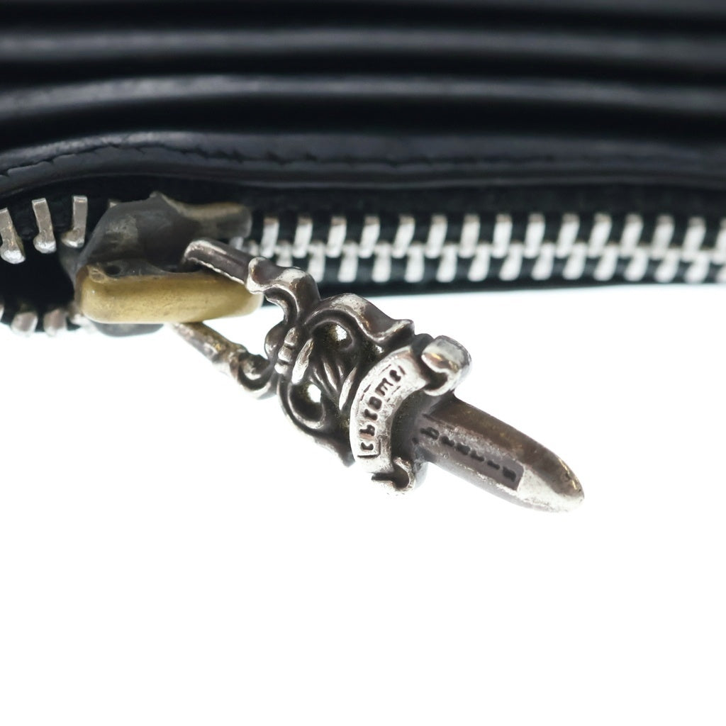 CHROME HEARTS(クロムハーツ) ダガージップ スクロールラベル レザーカードケース/コインケース ブラック