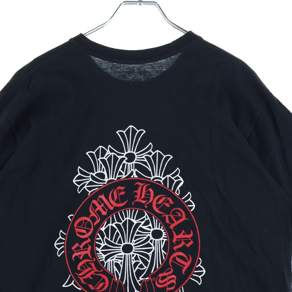 CHROME HEARTS(クロムハーツ) バックセメタリークロス ホースシュープリント 半袖クルーネックTシャツカットソー ブラック/レッド