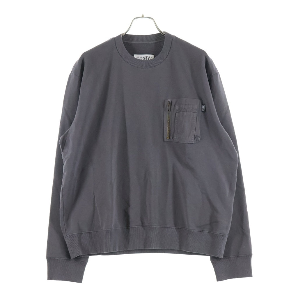 MM6 Maison Margiela(エムエムシックスメゾンマルジェラ) ユーティリティポケット クルーネックスウェットトレーナー グレー SH0GU0038 M25024