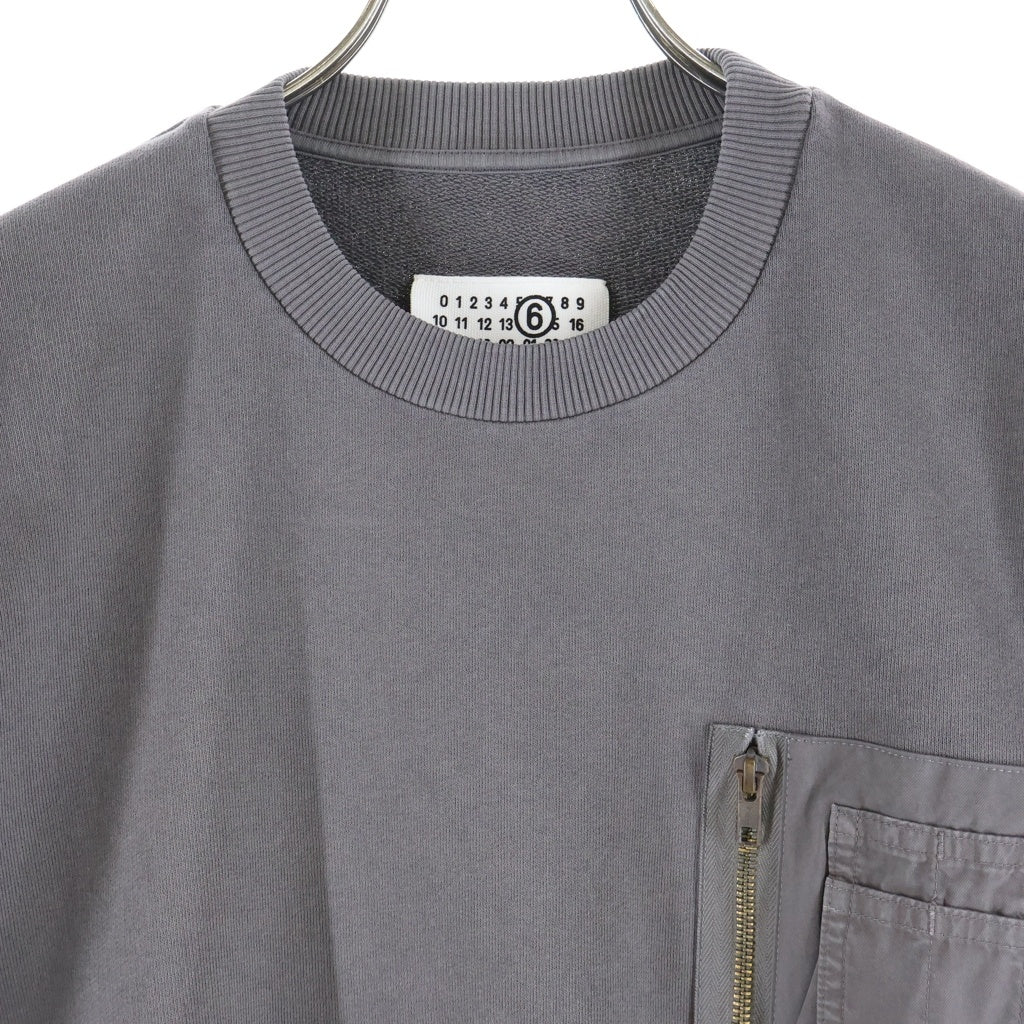 MM6 Maison Margiela(エムエムシックスメゾンマルジェラ) ユーティリティポケット クルーネックスウェットトレーナー グレー SH0GU0038 M25024