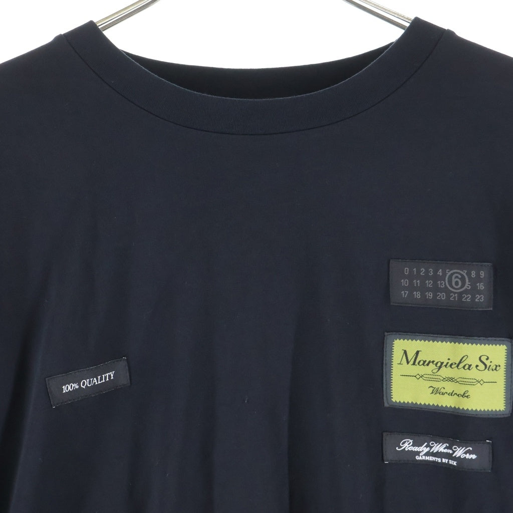 MM6 Maison Margiela(エムエムシックスメゾンマルジェラ) ロゴパッチ クルーネック長袖Tシャツ ロングスリーブカットソー ブラック SH0NH0023 M20170
