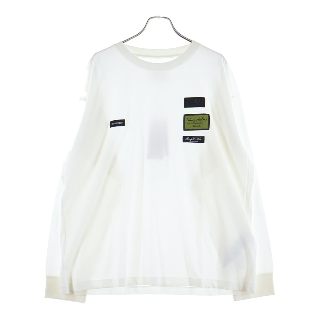 MM6 Maison Margiela(エムエムシックスメゾンマルジェラ) ロゴパッチ クルーネック長袖Tシャツ ロングスリーブカットソー ホワイト SH0NH0023 M20170
