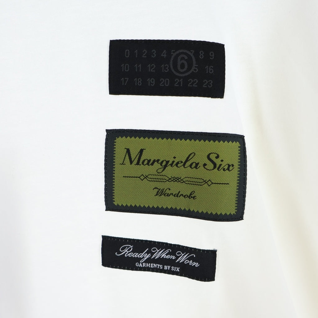 MM6 Maison Margiela(エムエムシックスメゾンマルジェラ) ロゴパッチ クルーネック長袖Tシャツ ロングスリーブカットソー ホワイト SH0NH0023 M20170