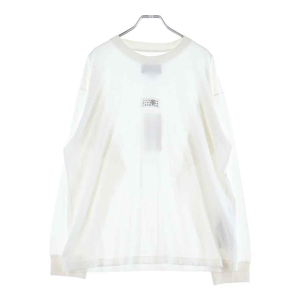 MM6 Maison Margiela(エムエムシックスメゾンマルジェラ) 25AW ナンバリングロゴ クルーネック長袖Tシャツ ロングスリーブカットソー ホワイト SH0GC0034 S24312