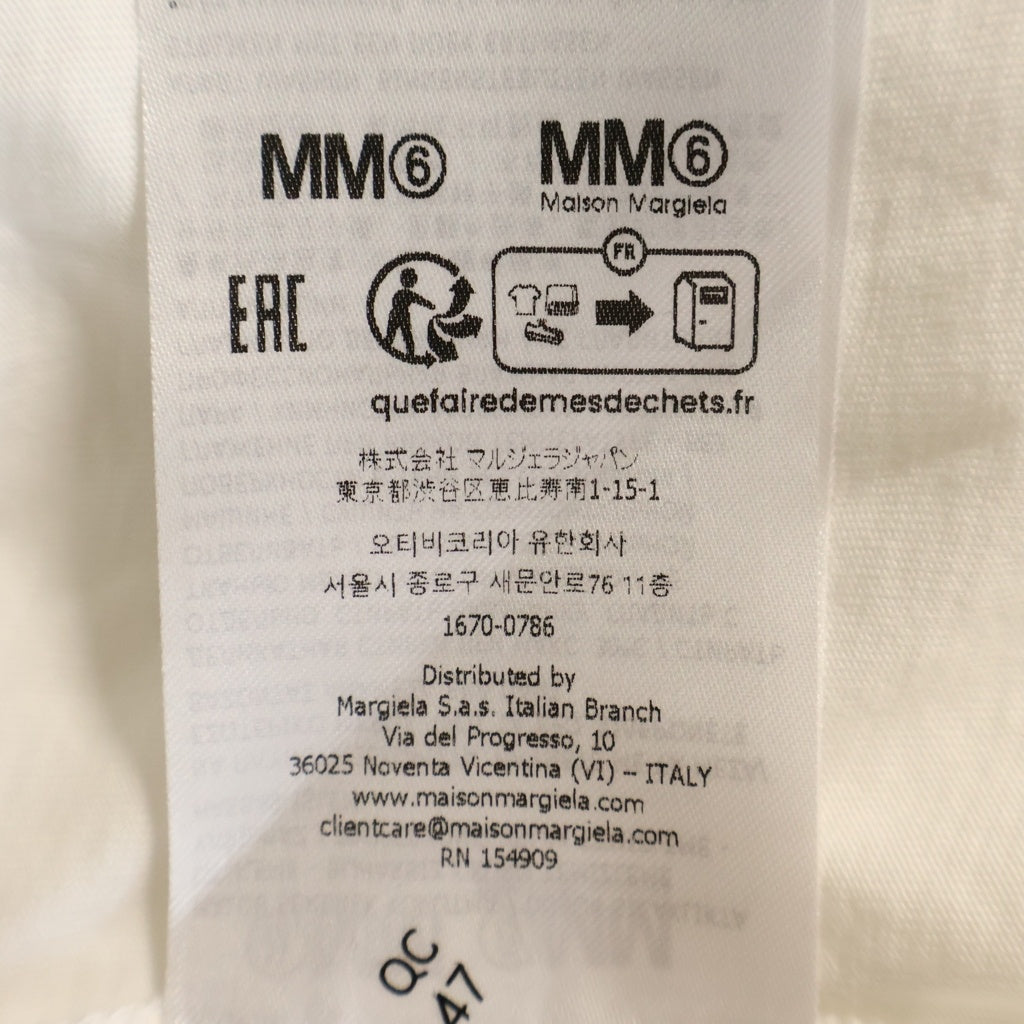 MM6 Maison Margiela(エムエムシックスメゾンマルジェラ) 25AW ナンバリングロゴ クルーネック長袖Tシャツ ロングスリーブカットソー ホワイト SH0GC0034 S24312