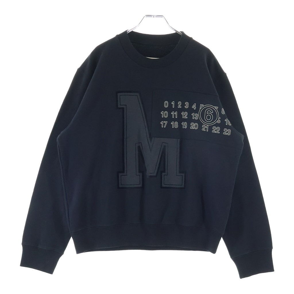 MM6 Maison Margiela(エムエムシックスメゾンマルジェラ) ナンバリングデザイン クルーネックスウェットトレーナー ブラック SH0GU0029 M25014