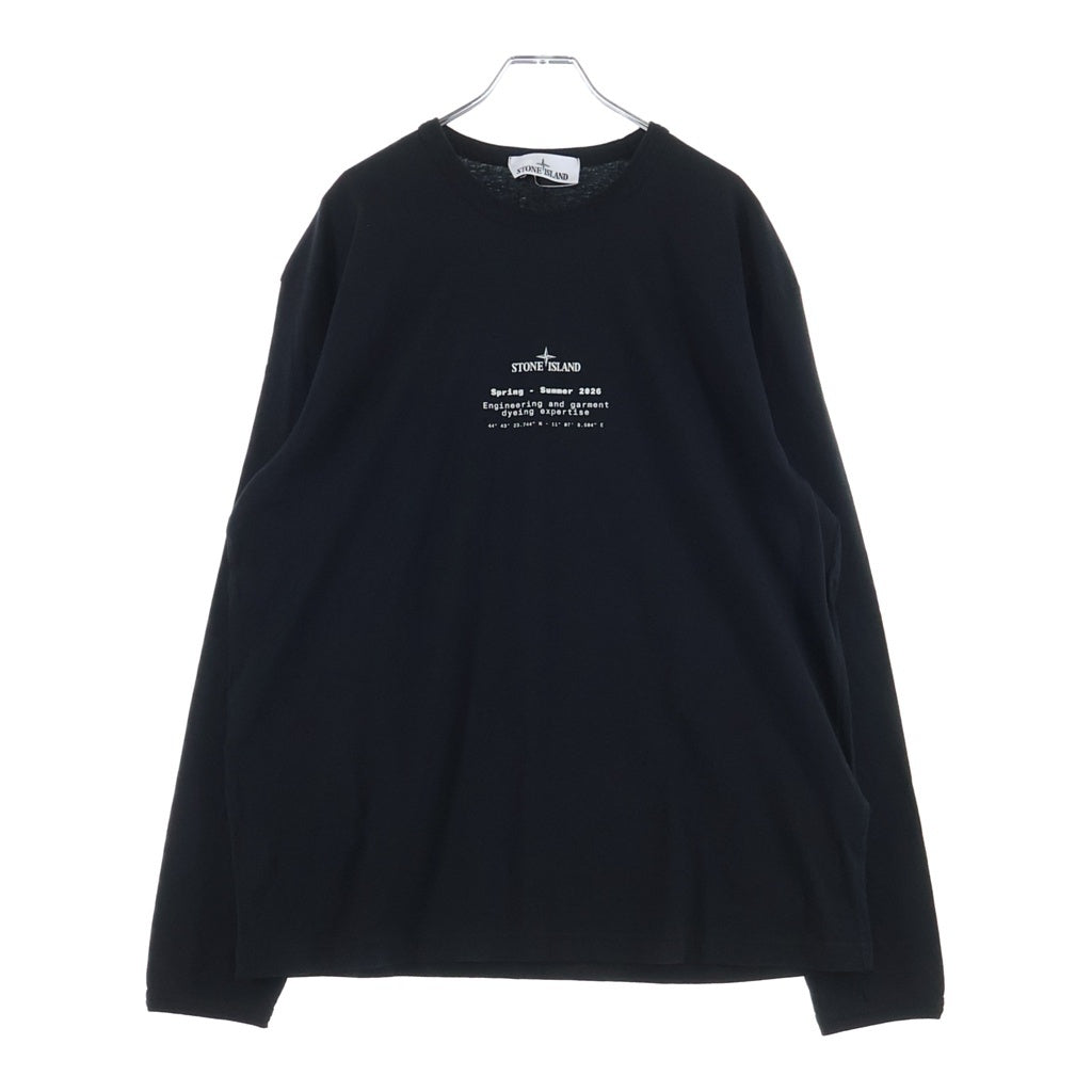 STONE ISLAND(ストーンアイランド) T-SHIRT M/LUNGA フロントプリント クルーネック長袖Tシャツ ロングスリーブカットソー ブラック L1S152100003S0292