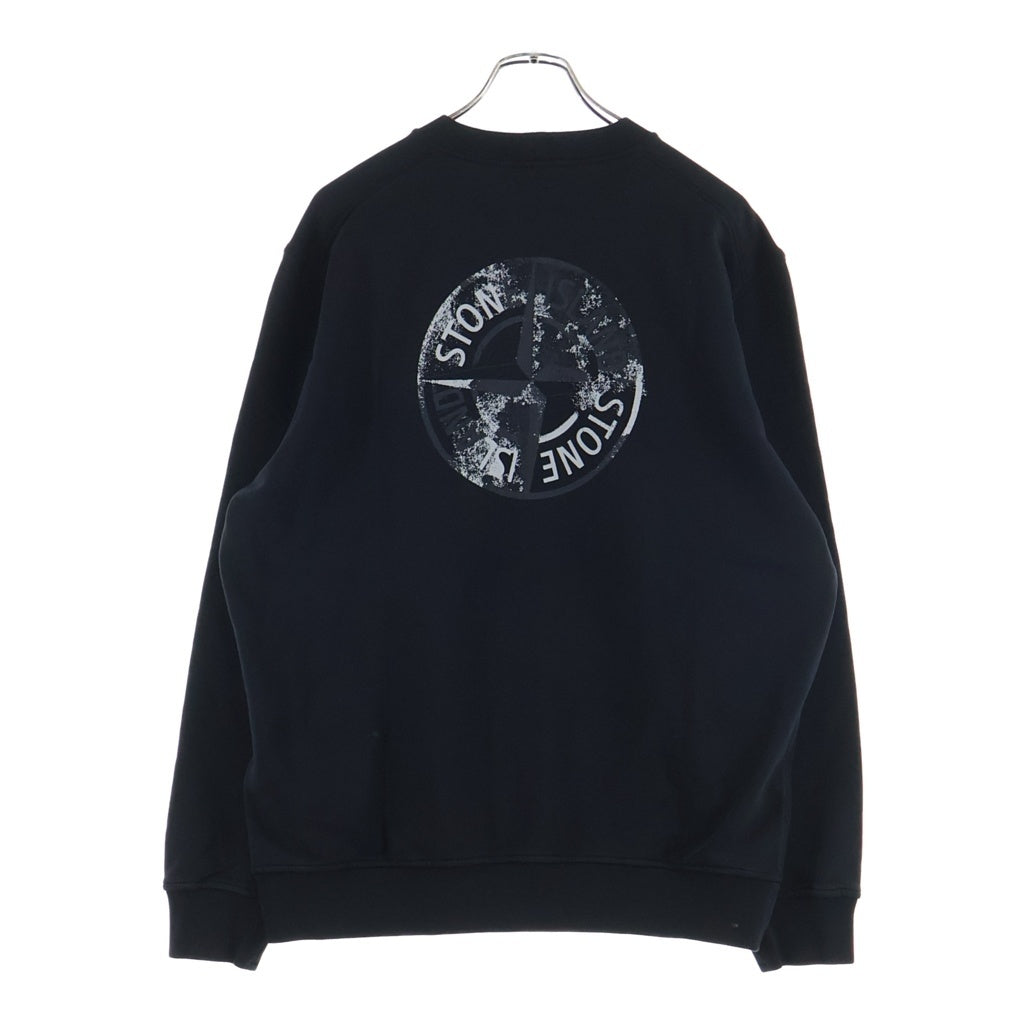 STONE ISLAND(ストーンアイランド) フロントロゴプリント バックコンパスロゴ クルーネックスウェットトレーナー ブラック K1S156100665