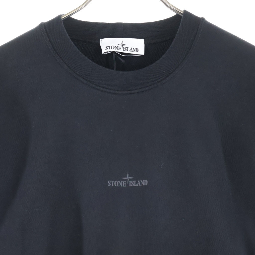 STONE ISLAND(ストーンアイランド) フロントロゴプリント バックコンパスロゴ クルーネックスウェットトレーナー ブラック K1S156100665