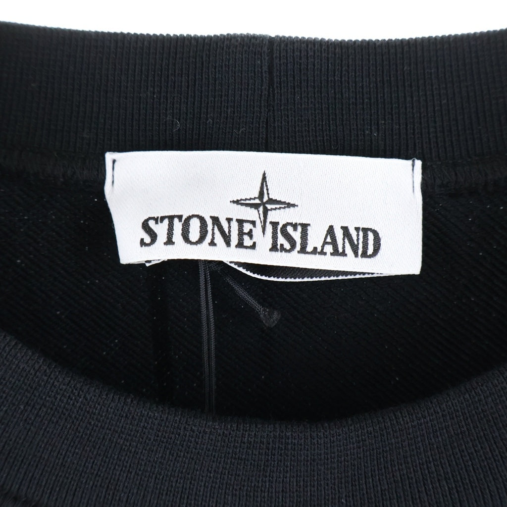 STONE ISLAND(ストーンアイランド) フロントロゴプリント バックコンパスロゴ クルーネックスウェットトレーナー ブラック K1S156100665