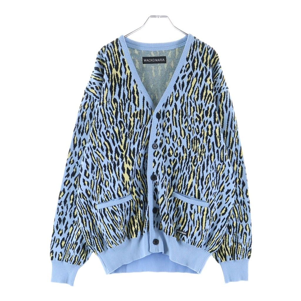 WACKO MARIA(ワコマリア) LEOPARD JACQUARD KNIT CARDIGAN レオパード ニット カーディガン ライトブルー WMK-KN28