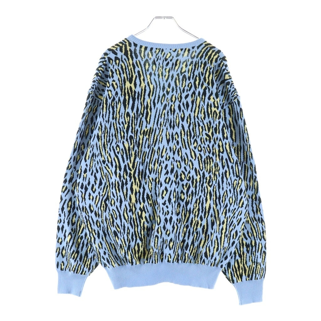WACKO MARIA(ワコマリア) LEOPARD JACQUARD KNIT CARDIGAN レオパード ニット カーディガン ライトブルー WMK-KN28