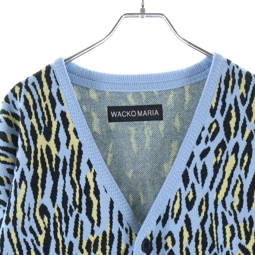 WACKO MARIA(ワコマリア) LEOPARD JACQUARD KNIT CARDIGAN レオパード ニット カーディガン ライトブルー WMK-KN28