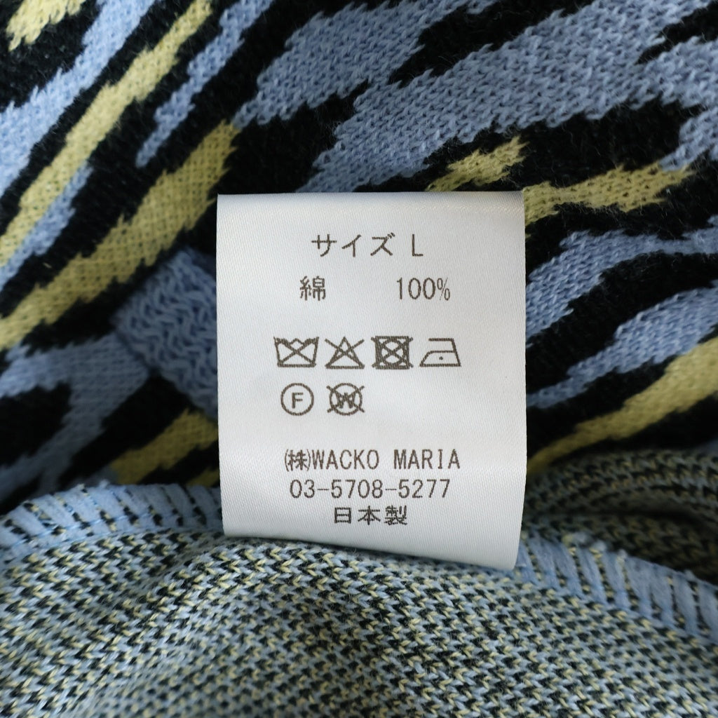 WACKO MARIA(ワコマリア) LEOPARD JACQUARD KNIT CARDIGAN レオパード ニット カーディガン ライトブルー WMK-KN28