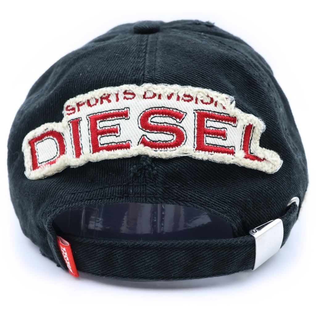 DIESEL(ディーゼル) C-BRAFF オーバルD 刺繍ロゴ ダメージ加工 パッチ ベースボールキャップ ブラック A15103