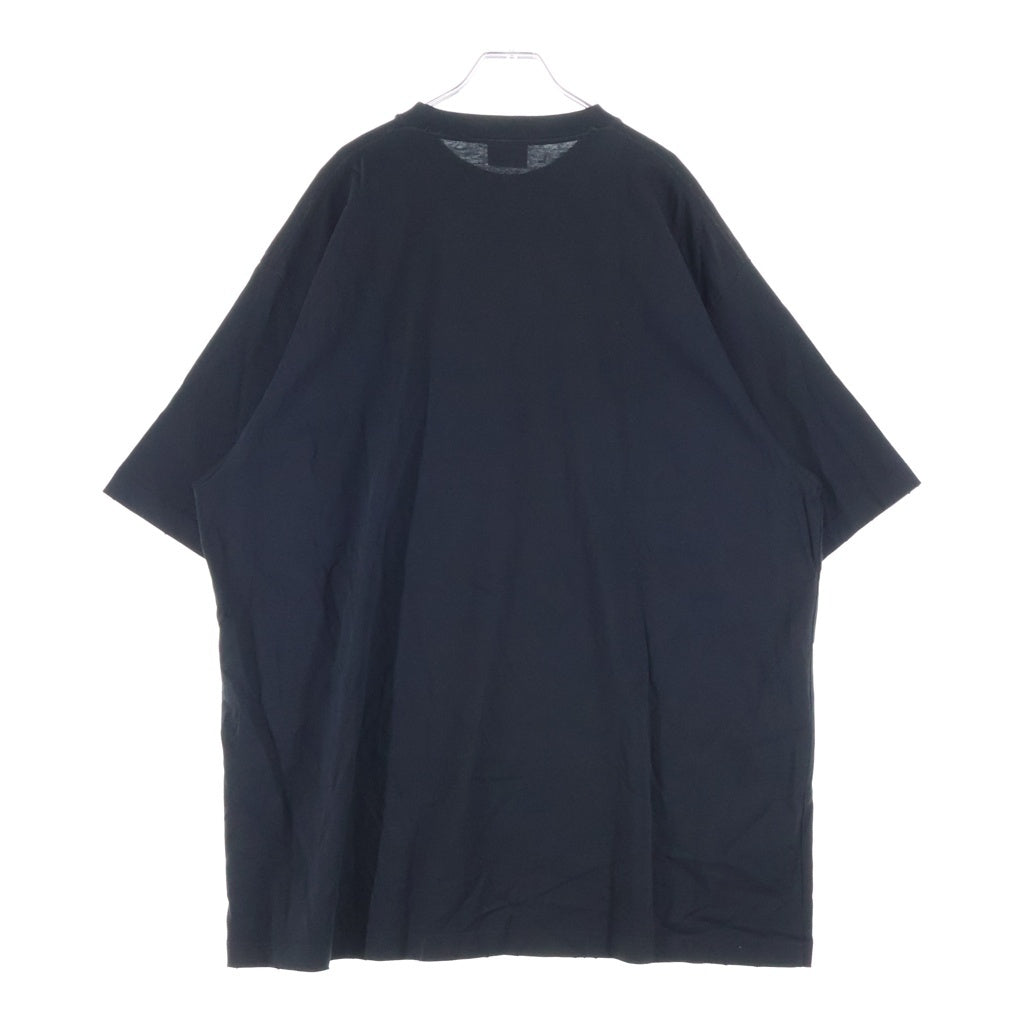 BALENCIAGA(バレンシアガ) フロントロゴプリント ダメージ加工 オーバーサイズ クルーネック 半袖Tシャツ ブラック 651795 TNAVI