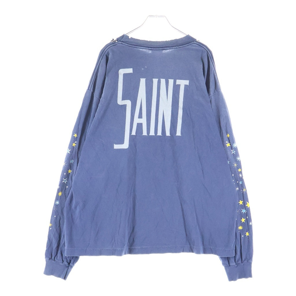 SAINT MICHAEL(セントマイケル) 25SS Disney FANTASIA DNF L/S TEE ディズニー ファンタジア ダメージ加工 クルーネック ロンT カットソー ネイビー SM-HR8-0000-C66