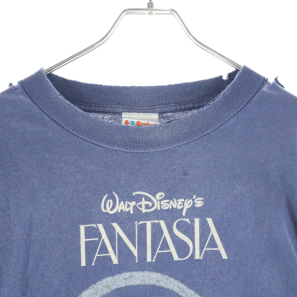 SAINT MICHAEL(セントマイケル) 25SS Disney FANTASIA DNF L/S TEE ディズニー ファンタジア ダメージ加工 クルーネック ロンT カットソー ネイビー SM-HR8-0000-C66