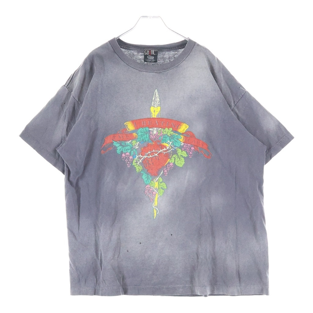 SAINT MICHAEL(セントマイケル) 24SS × LASTMAN Print ラストマン フロントプリント ダメージ加工 クルーネック Tシャツ チャコールグレー SM-YS8-0000-C44