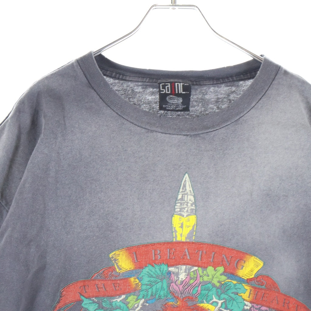 SAINT MICHAEL(セントマイケル) 24SS × LASTMAN Print ラストマン フロントプリント ダメージ加工 クルーネック Tシャツ チャコールグレー SM-YS8-0000-C44