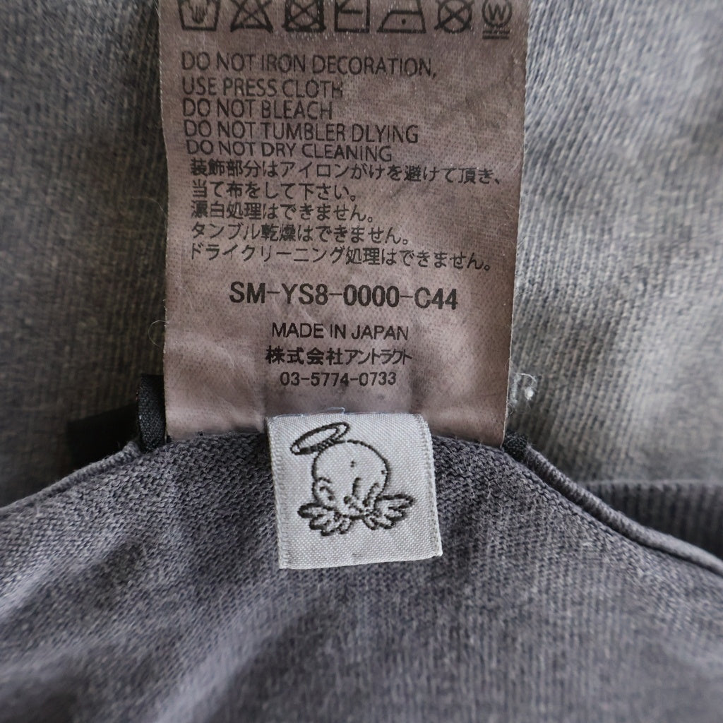 SAINT MICHAEL(セントマイケル) 24SS × LASTMAN Print ラストマン フロントプリント ダメージ加工 クルーネック Tシャツ チャコールグレー SM-YS8-0000-C44