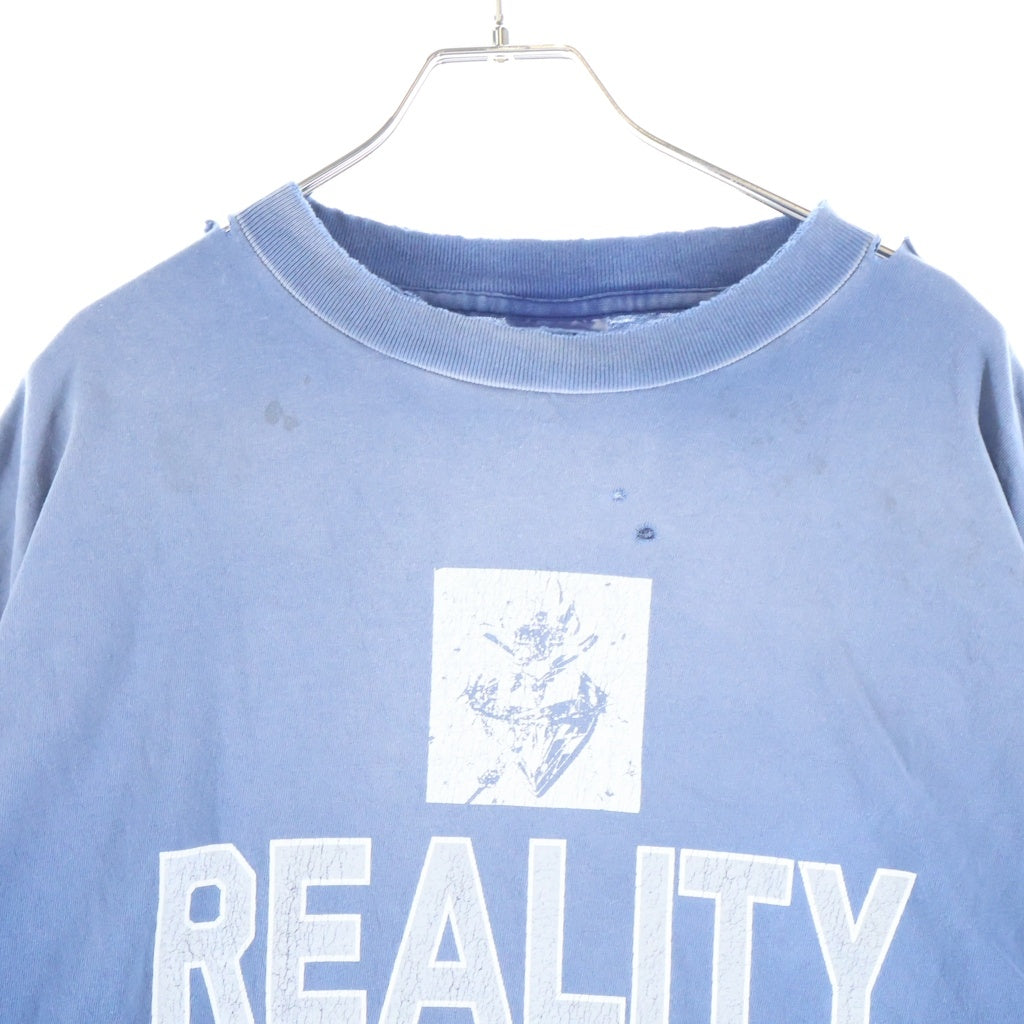 SAINT MICHAEL(セントマイケル) 24SS REALITY SCHOOL リアリティ スクール プリント ダメージ加工 クルーネックTシャツ ブルー SM-HR8-0000-029