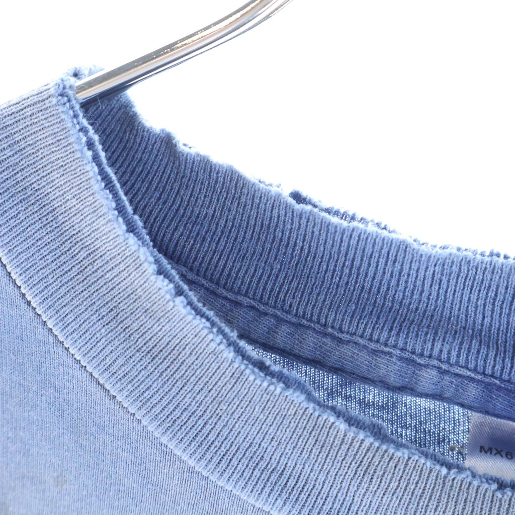 SAINT MICHAEL(セントマイケル) 24SS REALITY SCHOOL リアリティ スクール プリント ダメージ加工 クルーネックTシャツ ブルー SM-HR8-0000-029