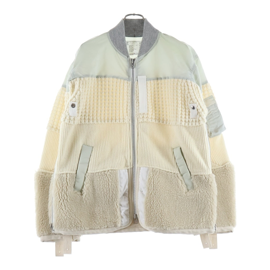 Sacai(サカイ) 21AW FAUX SHEARLING NYLON TWILL BLOUSON フェイクシェアリング ナイロンツイルブルゾン ジップアップジャケット 21-02635M