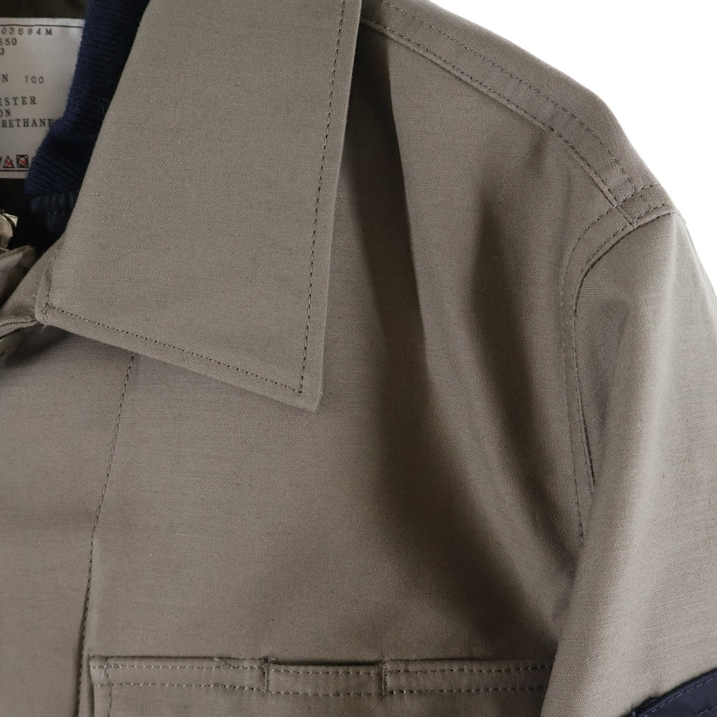 Sacai(サカイ) 25SS ×WTAPS COTTON BACK SATIN JACKET ダブルタップス コットン バック サテン ワークジャケット チャコールグレー 25-03694M