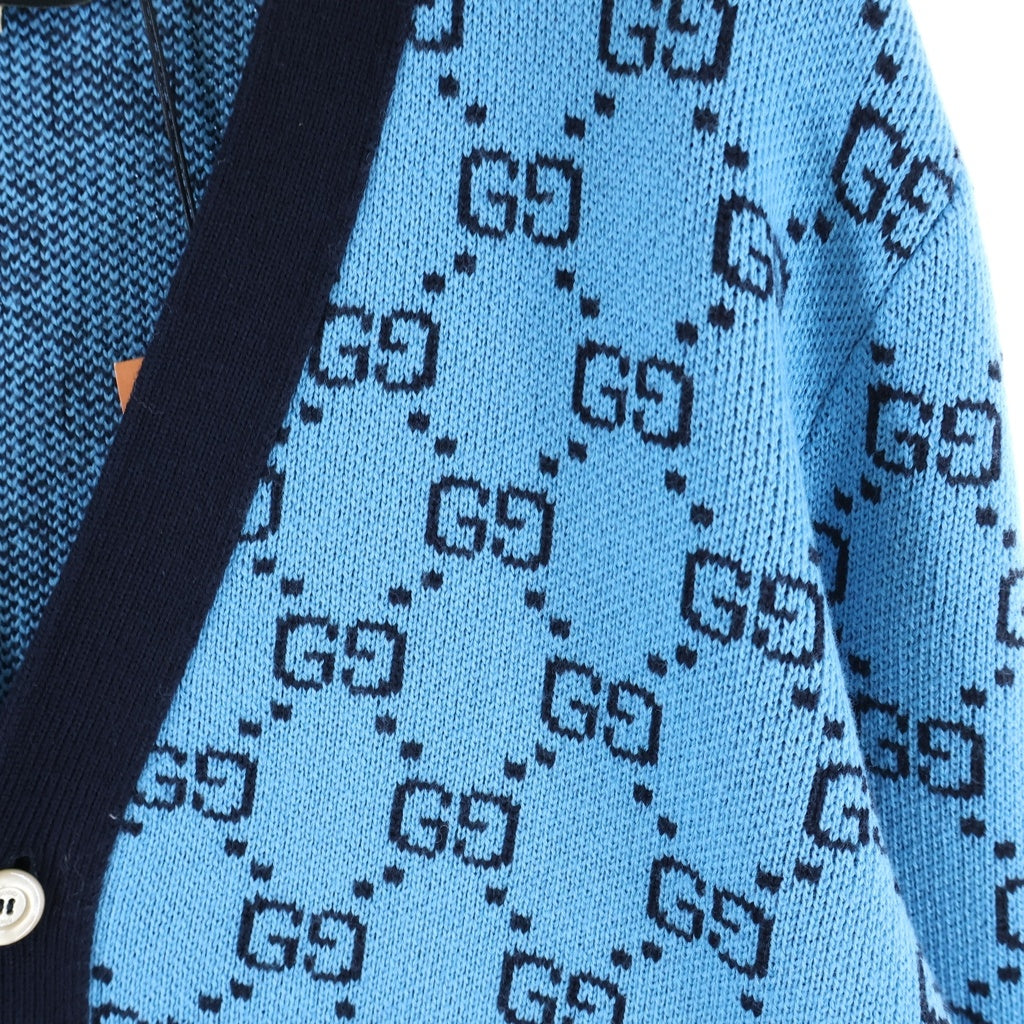 GUCCI(グッチ) GG総柄 長袖ニットカーディガン ブルー 661156 XKBXI