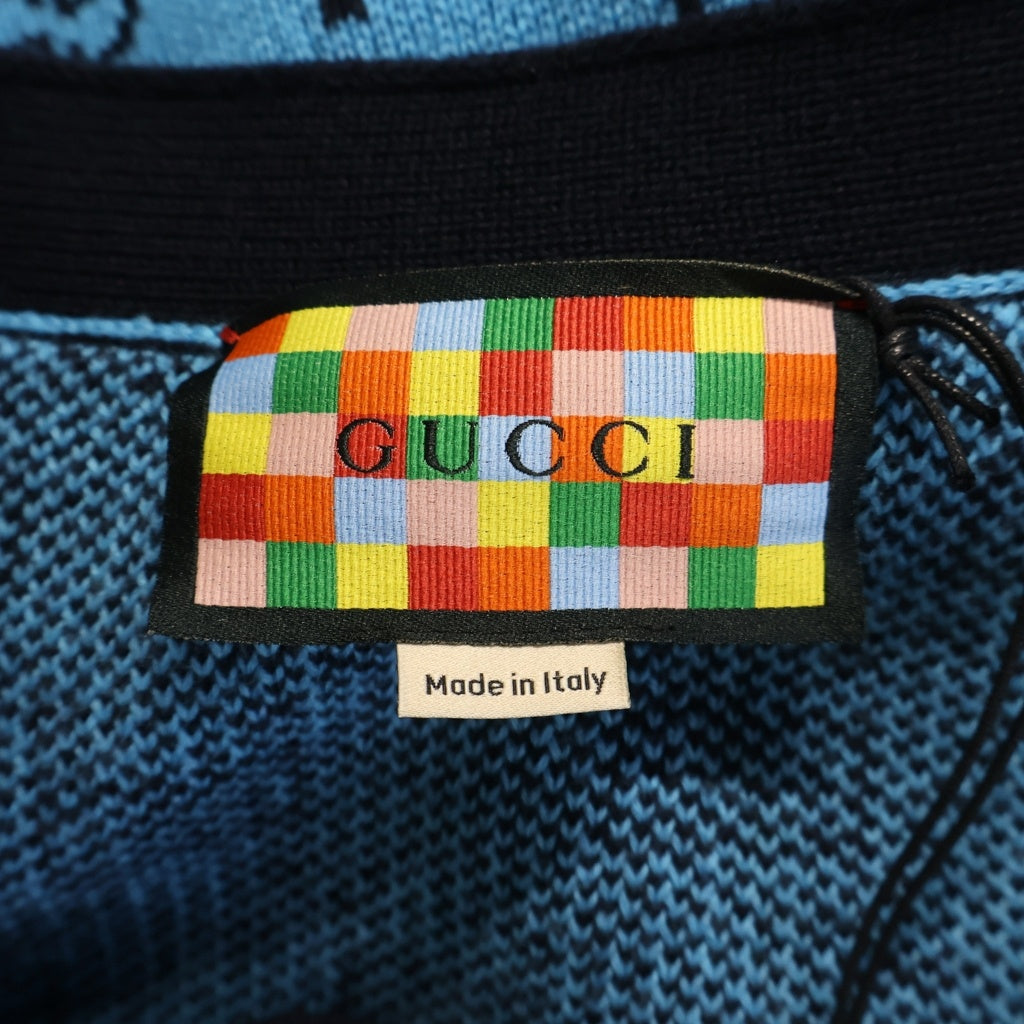 GUCCI(グッチ) GG総柄 長袖ニットカーディガン ブルー 661156 XKBXI