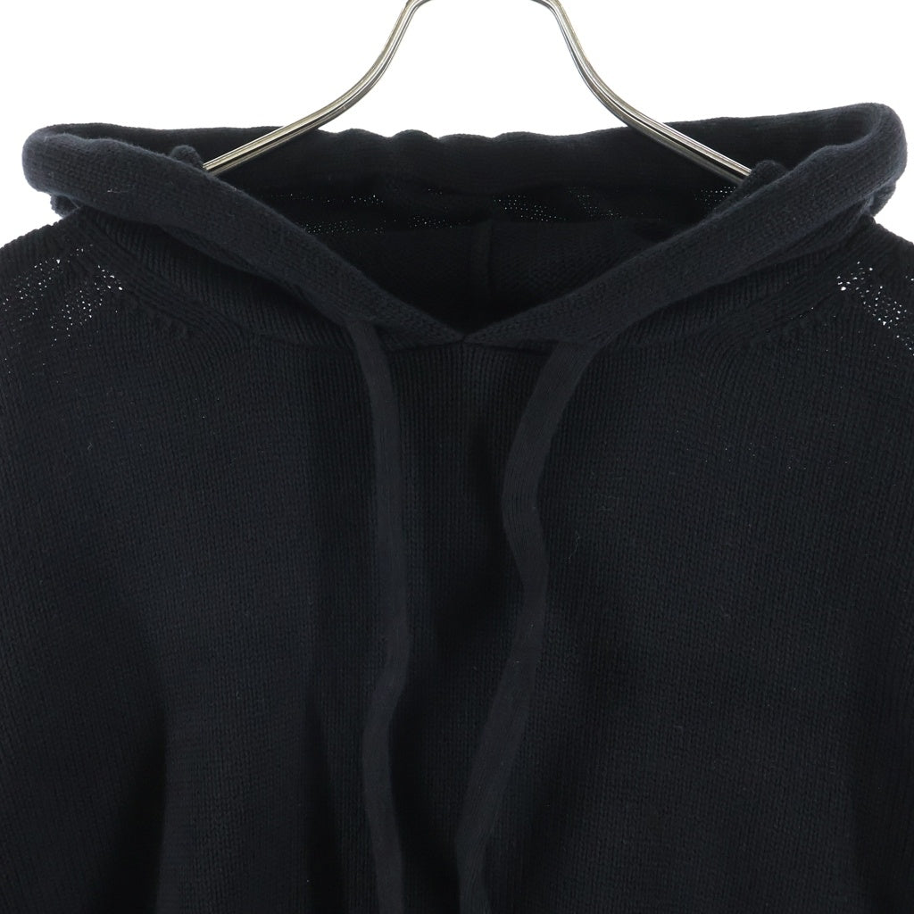 OFF-WHITE(オフホワイト) 3D DIAG KNIT HOODIE ダイアゴナル ニット フーディ バックアローロゴ プルオーバーパーカー ブラック OMHU002S23KNI001