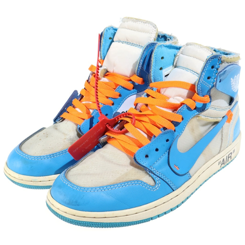 OFF-WHITE(オフホワイト) ×OFF-WHITE AIR JORDAN 1 POWDER BLUE UNC オフホワイト エアジョーダン1 パウダーブルー ハイカットスニーカー ホワイト/ブルー US9.5/27.5cm AQ0818-148