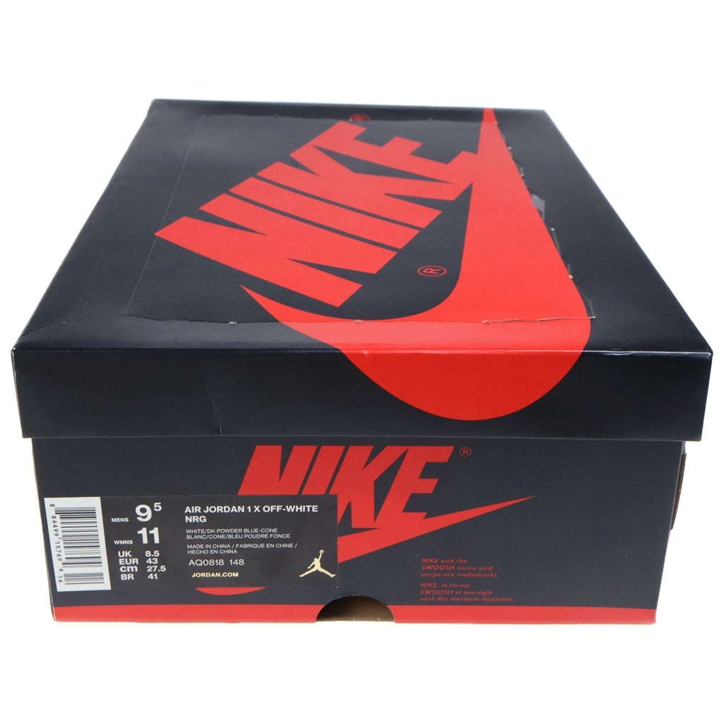 OFF-WHITE(オフホワイト) ×OFF-WHITE AIR JORDAN 1 POWDER BLUE UNC オフホワイト エアジョーダン1 パウダーブルー ハイカットスニーカー ホワイト/ブルー US9.5/27.5cm AQ0818-148