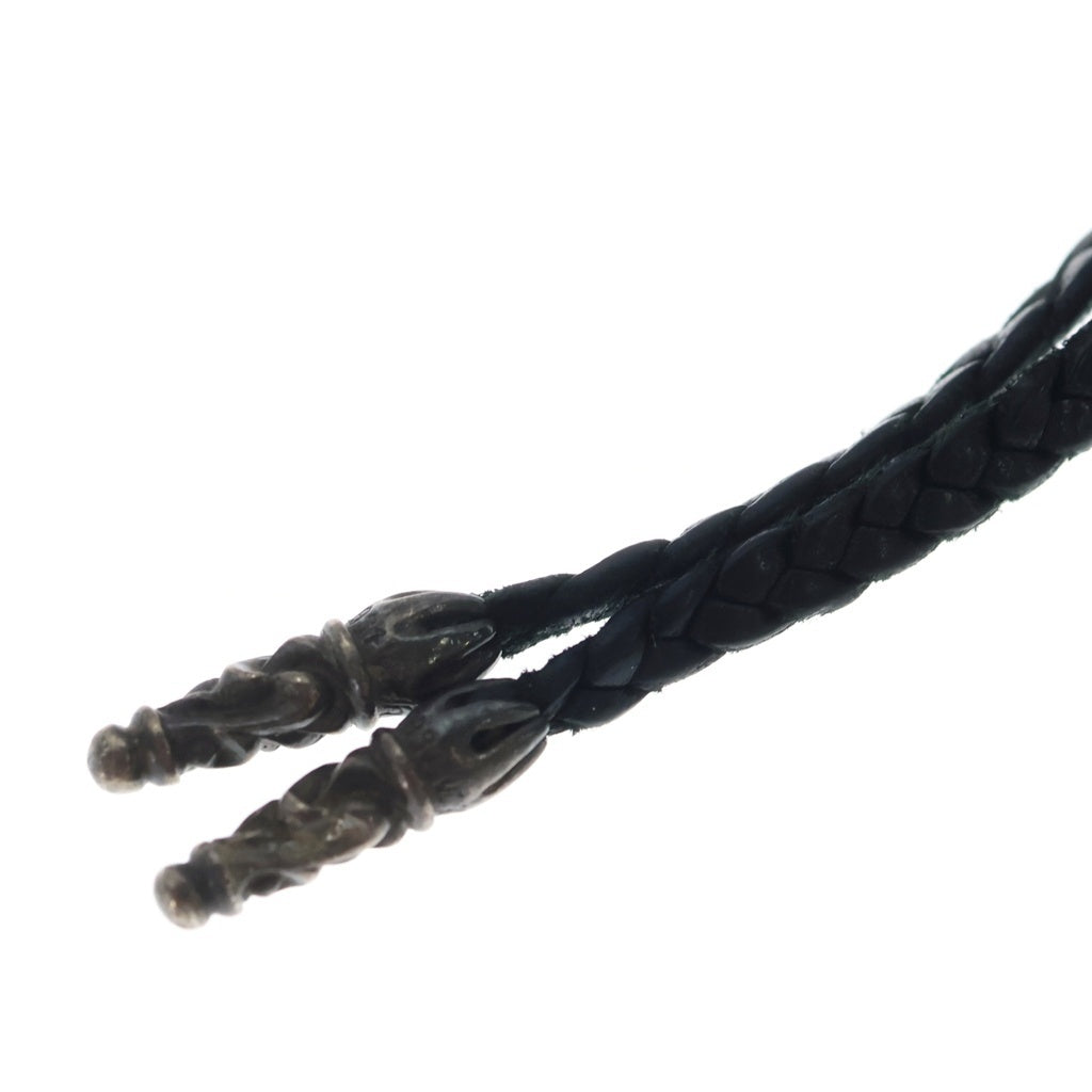 CHROME HEARTS(クロムハーツ) LEATHER BRAID スクロールレザーブレード ネックレス ブラック/シルバー