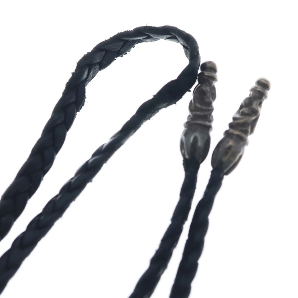 CHROME HEARTS(クロムハーツ) LEATHER BRAID スクロールレザーブレード ネックレス ブラック/シルバー
