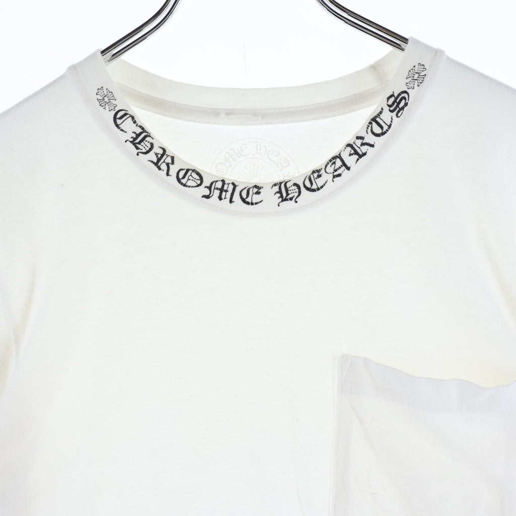 CHROME HEARTS(クロムハーツ) CH S/S NECK LOGO ネックロゴプリント 半袖Tシャツ ホワイト