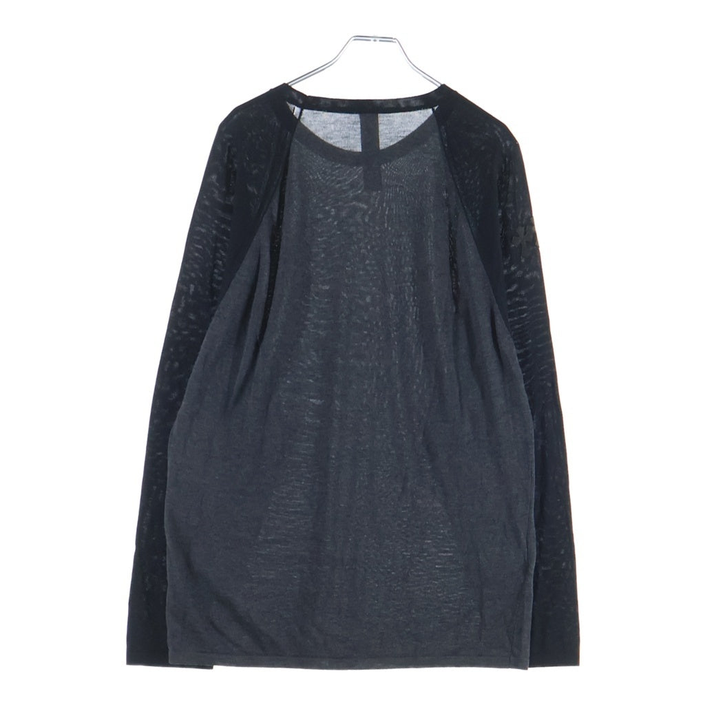 CHROME HEARTS(クロムハーツ) YNOT 3 Cross Patch CH Logo Embroidery Raglan L/S TEE ワイノット クロスパッチ付き ラグランスリーブ 長袖 クルーネック カットソー グレー