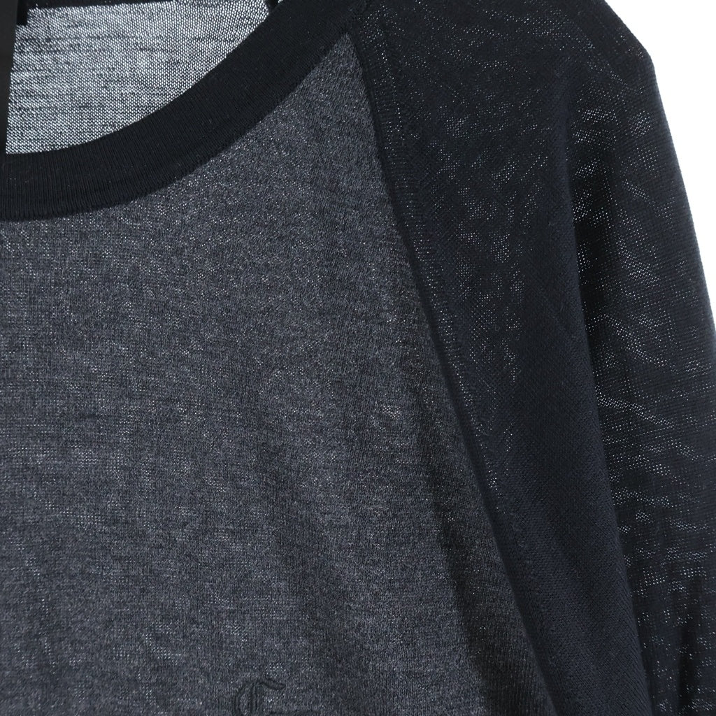 CHROME HEARTS(クロムハーツ) YNOT 3 Cross Patch CH Logo Embroidery Raglan L/S TEE ワイノット クロスパッチ付き ラグランスリーブ 長袖 クルーネック カットソー グレー