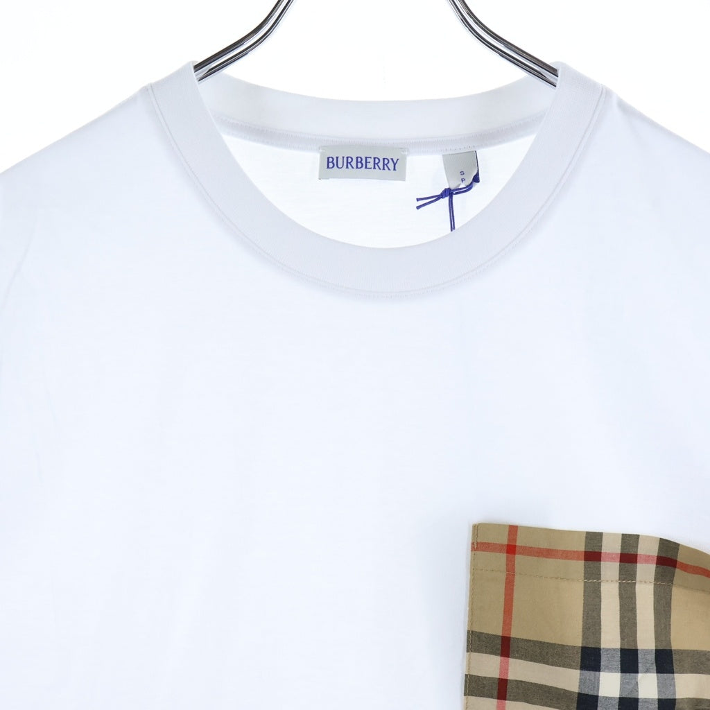 BURBERRY(バーバリー) ノバチェック ポケット クルーネック半袖Tシャツ ショートスリーブカットソー ホワイト 8103971